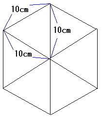 問題１０９の解説図　１辺１０ｃｍの正六角形